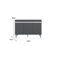 Balcão Gabinete Manu 120 Cm C-tampo E Armário Aéreo Andreia 120cm Cinza