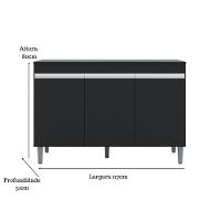 Balcão Gabinete Manu 120 Cm S-tampo E Armário Aéreo Andreia 120cm Preto - 3
