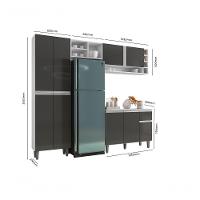 Cozinha Modulada Completa 230cm Com Balcão E Armário Aéreo Vanessa Cinza Claro - 2