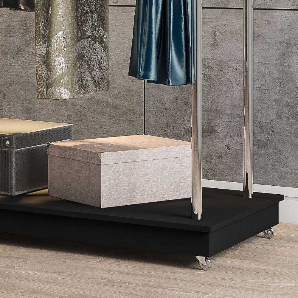 Expositor Arara Closet P- Roupas Com Rodízios Aço Cromado - Ideal Preto - 2