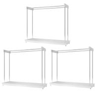 Expositor Kit 3 Araras Closet De Roupas Com Rodízios Aço Cromado Branco - 1