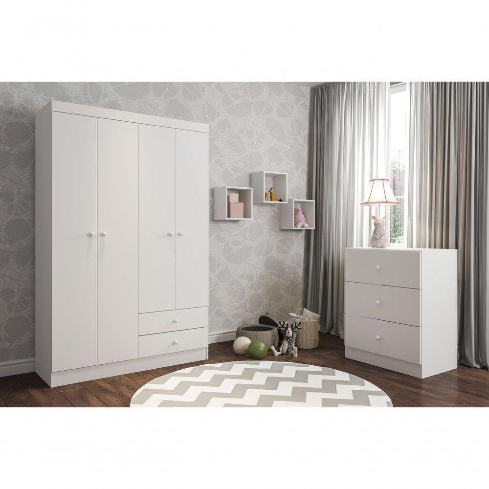 Conjunto Quarto Infantil Louise Branco 3 Peças - 3