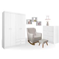 Conjunto Quarto Infantil Louise Branco C-poltrona De Amamentação áquila - 1