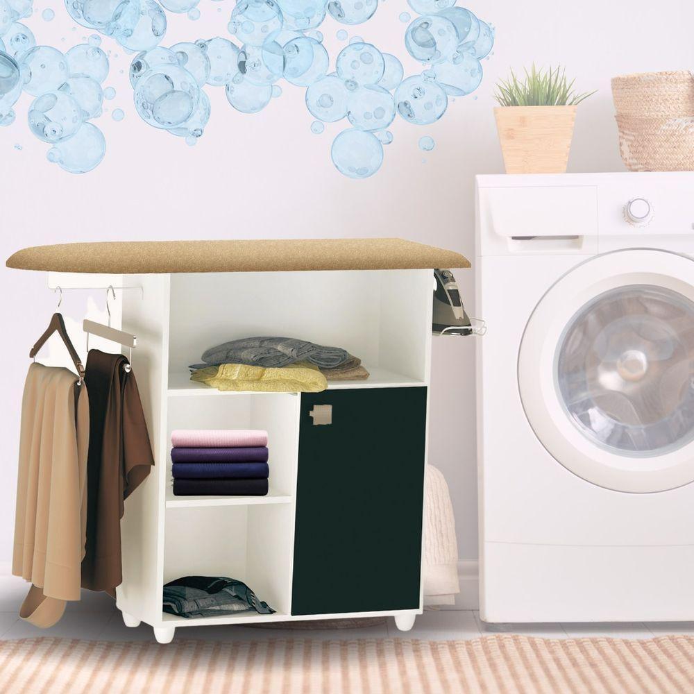 Balcão Tábua De Passar Roupas Mariana Com Porta Cabide Preto - 2