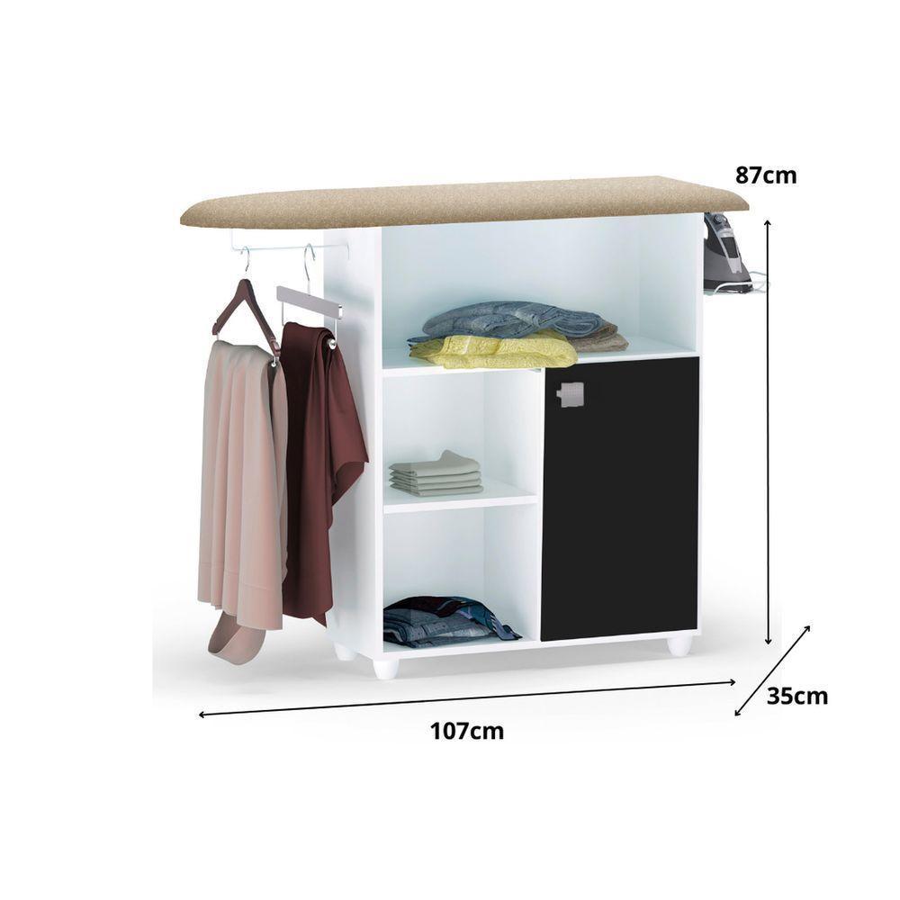 Balcão Tábua De Passar Roupas Mariana Com Porta Cabide Preto - 4
