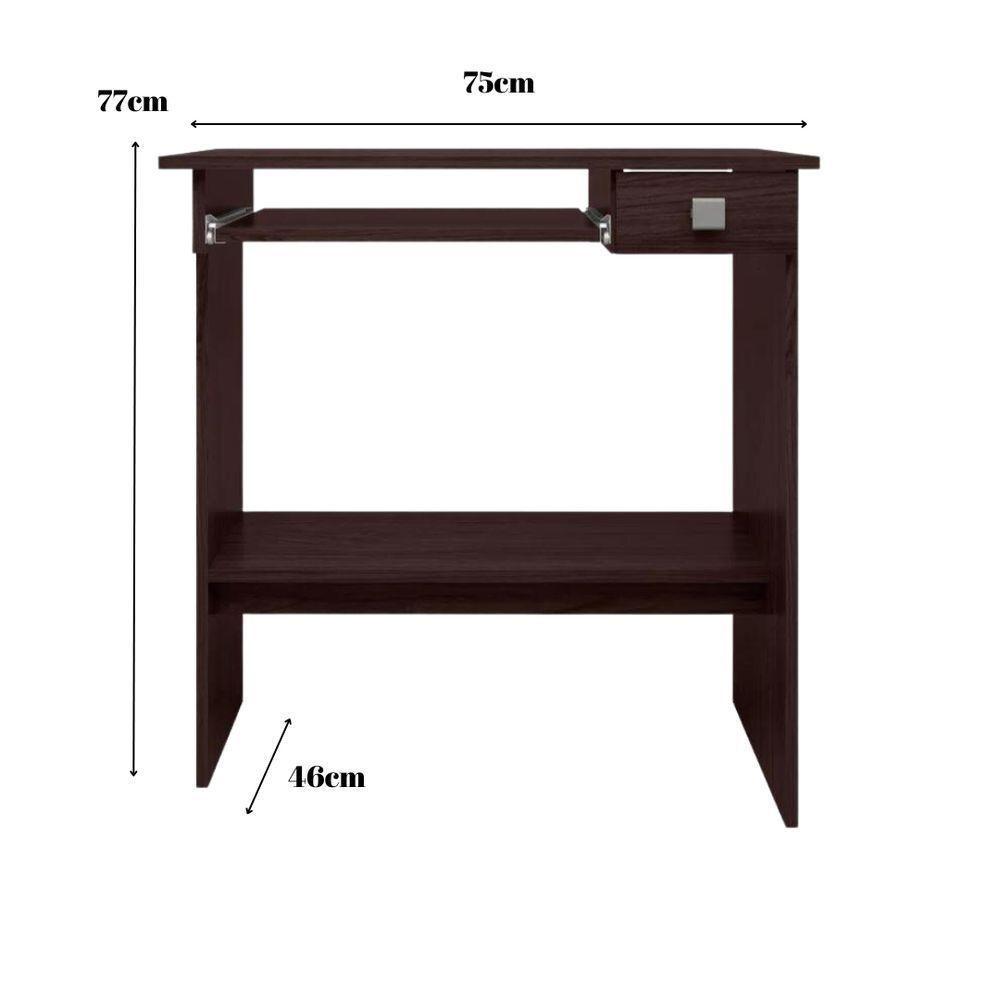 Escrivaninha Mesa Para Computador 1 Gaveta Ajl Castanho - 2
