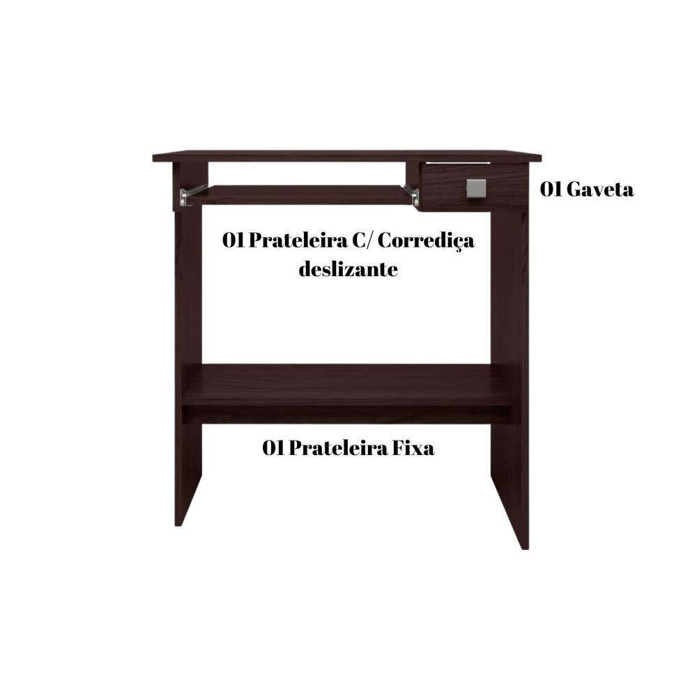 Escrivaninha Mesa Para Computador 1 Gaveta Ajl Castanho - 3