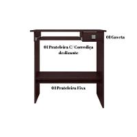Escrivaninha Mesa Para Computador 1 Gaveta Ajl Castanho - 3