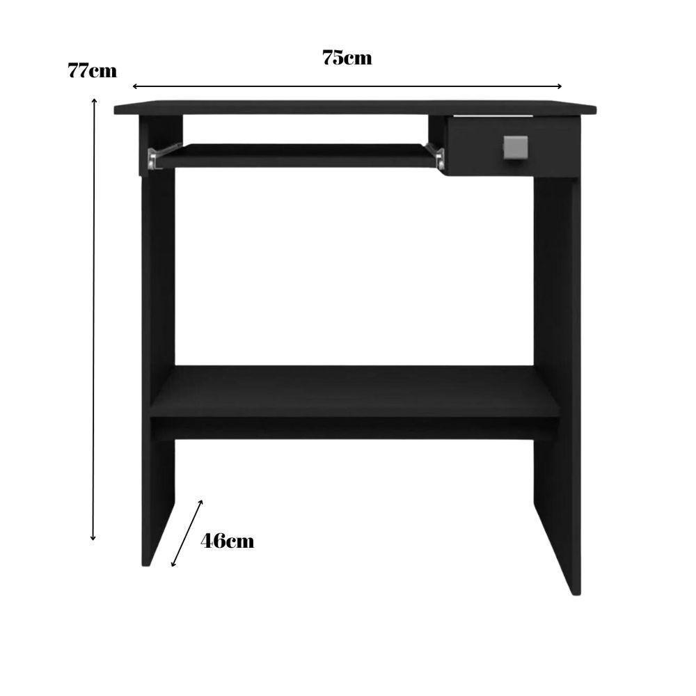 Escrivaninha Mesa Para Computador 1 Gaveta Ajl Preto - 2