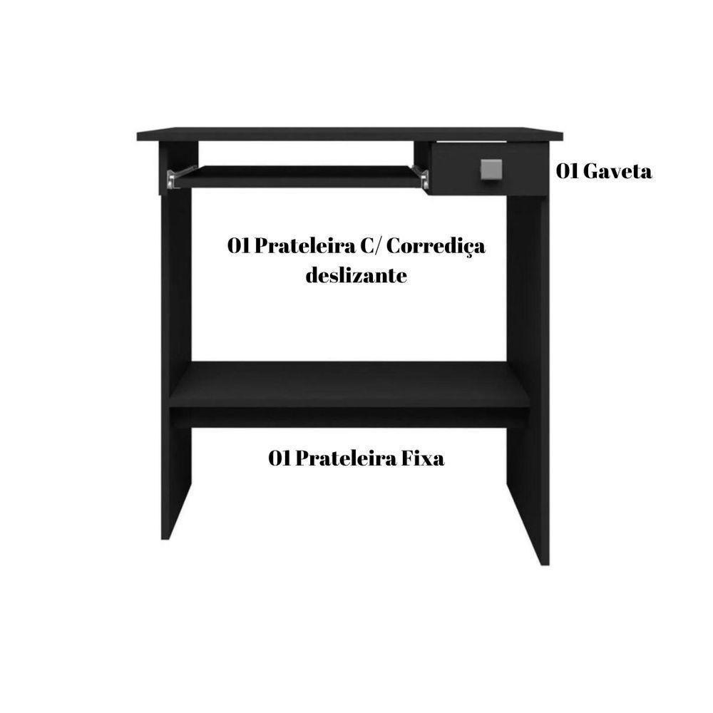 Escrivaninha Mesa Para Computador 1 Gaveta Ajl Preto - 4