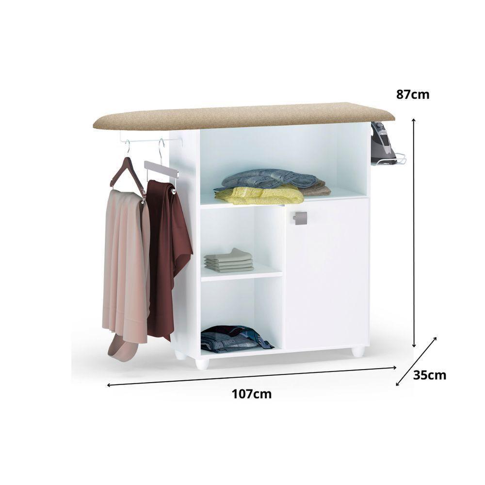 Balcão Tábua De Passar Roupas Mariana Com Porta Cabide Branco - 3