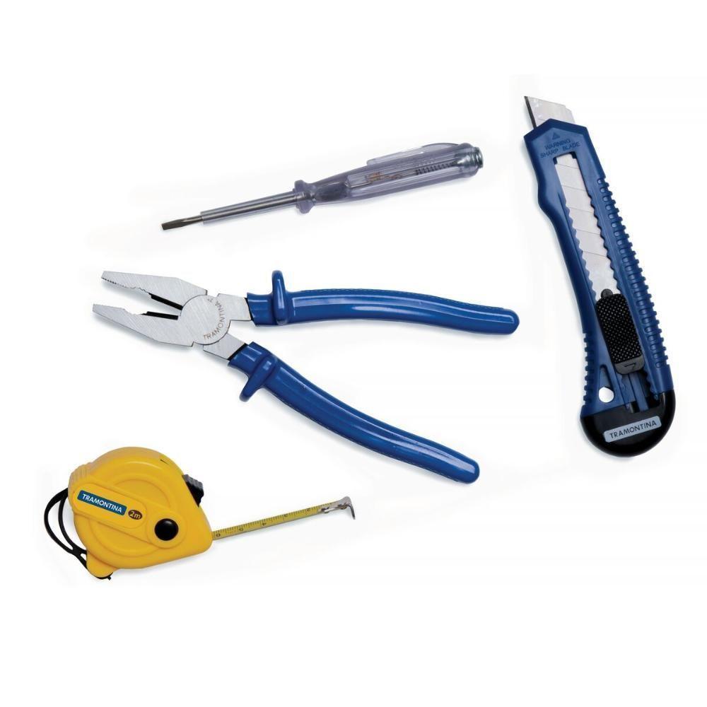 Kit De Ferramentas Tramontina Com Alicate Estilete Chave Teste E Trena 4 Peças - 2
