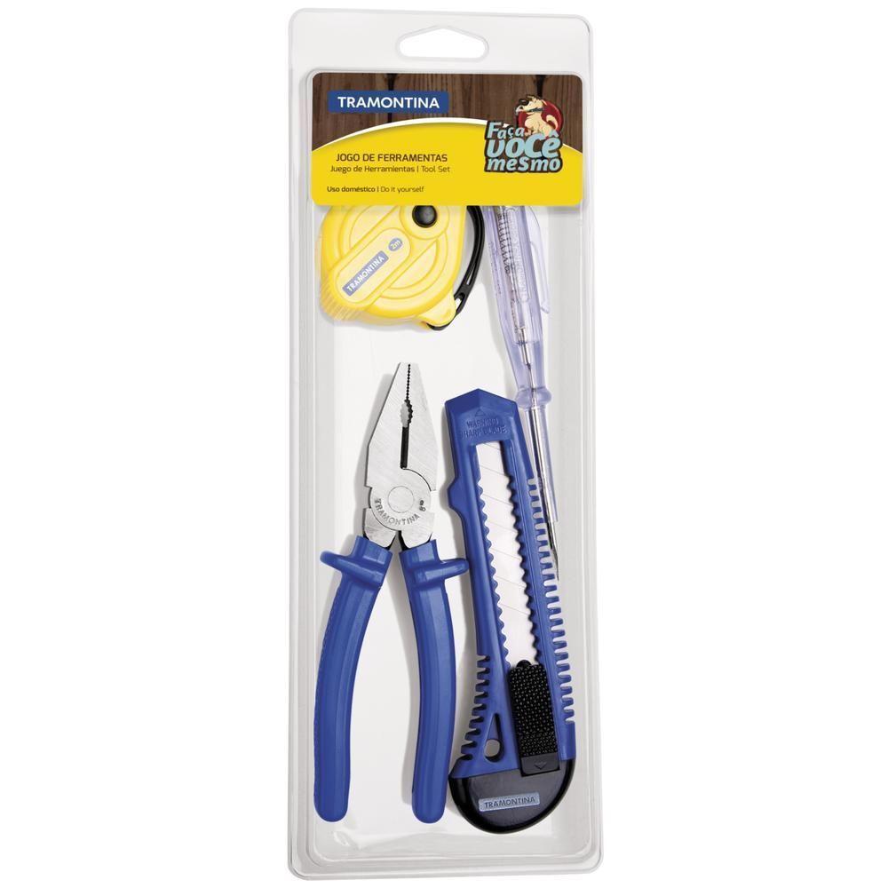 Kit De Ferramentas Tramontina Com Alicate Estilete Chave Teste E Trena 4 Peças - 9
