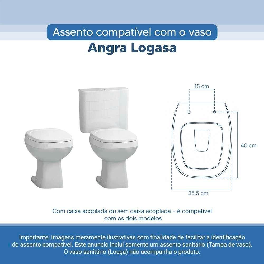 Assento Sanitário Tampa De Vaso Branco Resina Poliester Angra Para Bacia Logasa - 2