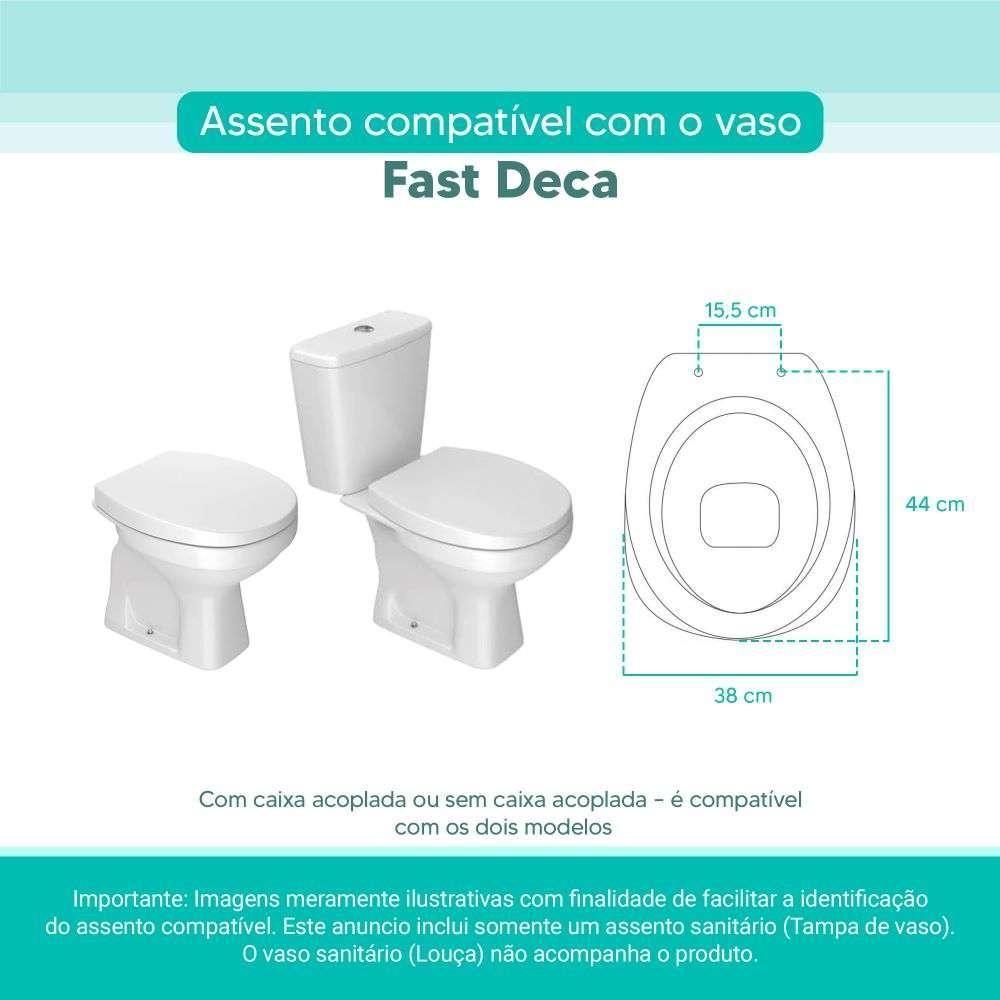 Assento Sanitário Tampa De Vaso Branco Mdf Laqueado Fast Para Bacia Deca - 2