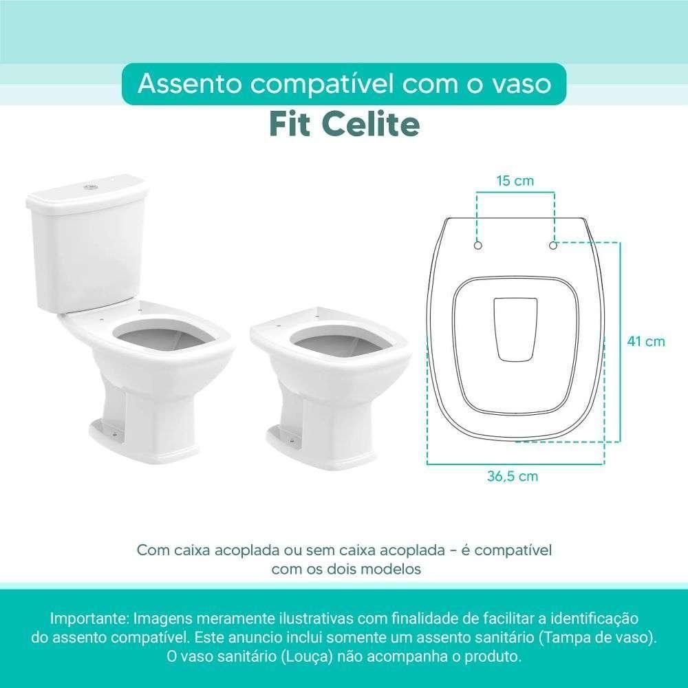 Assento Sanitário Tampa De Vaso Branco Mdf Laqueado Fit Para Bacia Celite - 3