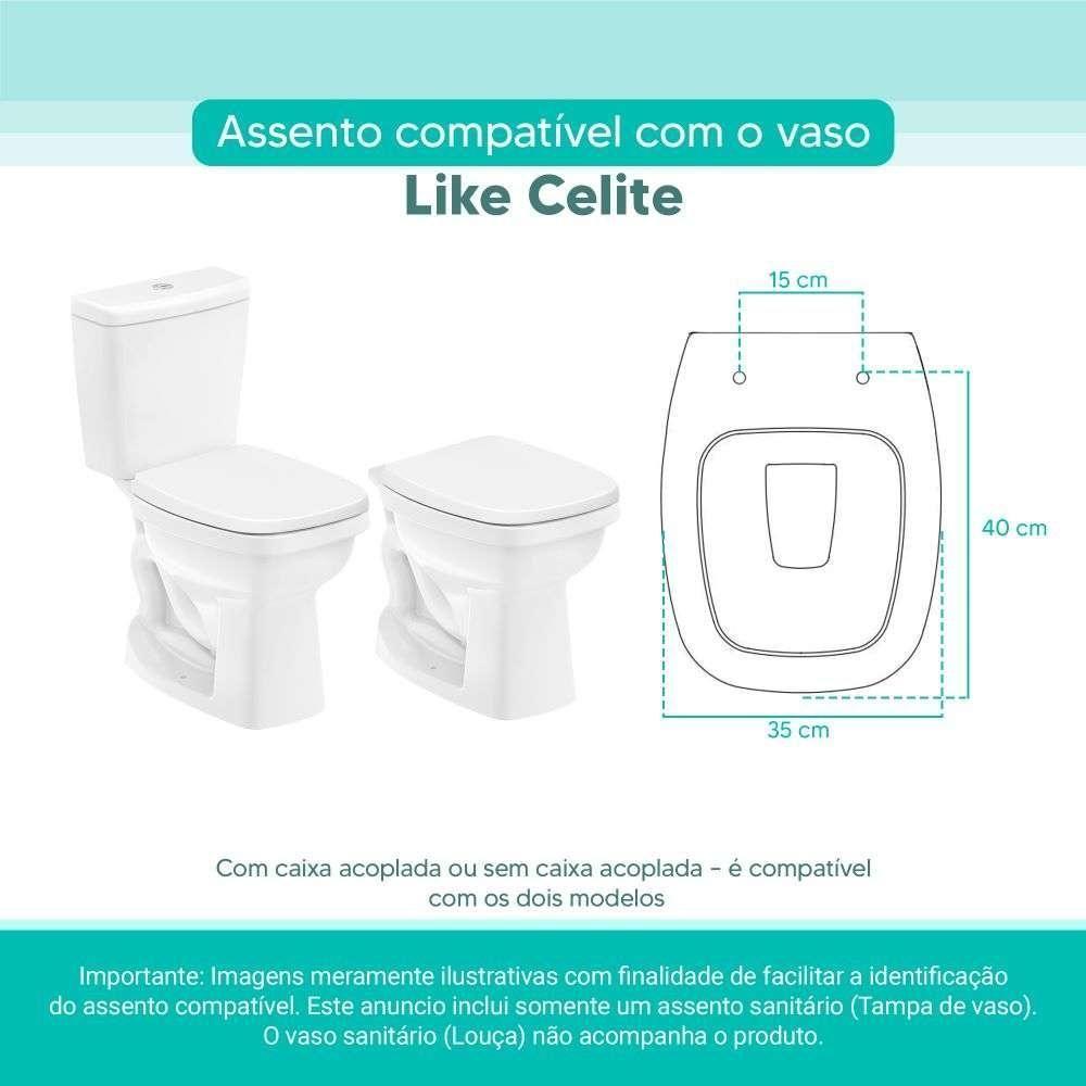 Assento Sanitário Tampa De Vaso Branco Mdf Laqueado Like Para Bacia Celite - 3