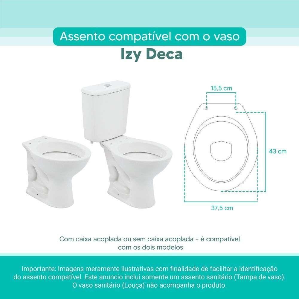 Assento Sanitário Tampa De Vaso Branco Mdf Laqueado Izy Para Bacia Deca - 2