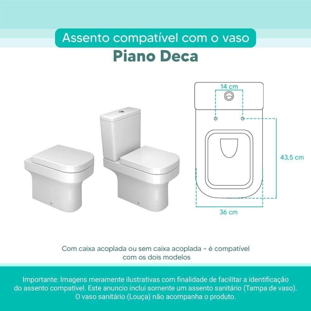 Assento Sanitário Tampa De Vaso Branco Mdf Laqueado Piano Para Bacia Deca - 4