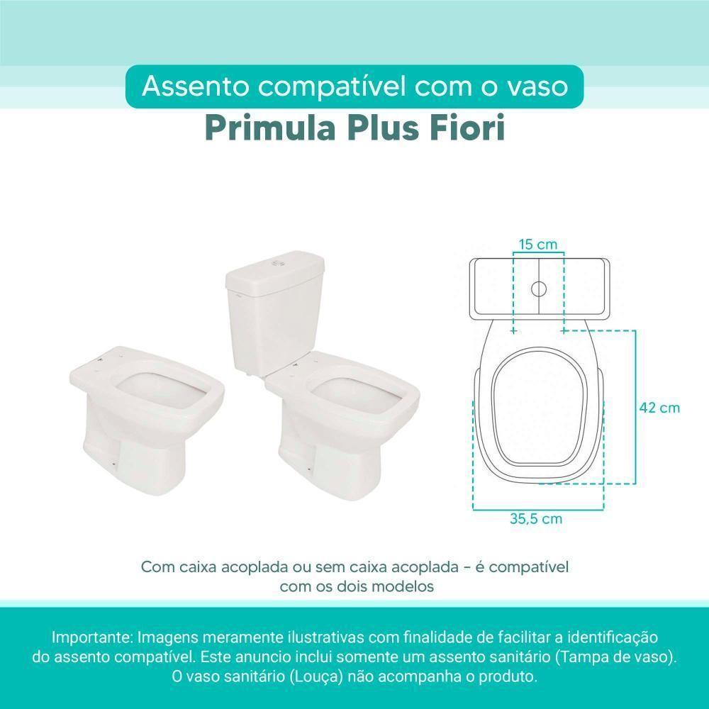Assento Sanitário Tampa De Vaso Branco Mdf Laqueado Primula Plus Para Bacia Fiori - 3