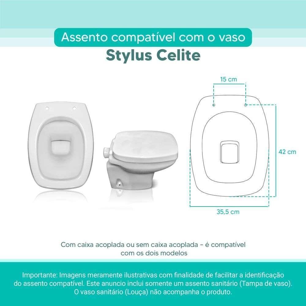 Assento Sanitário Tampa De Vaso Branco Mdf Laqueado Stylus Para Bacia Celite - 4
