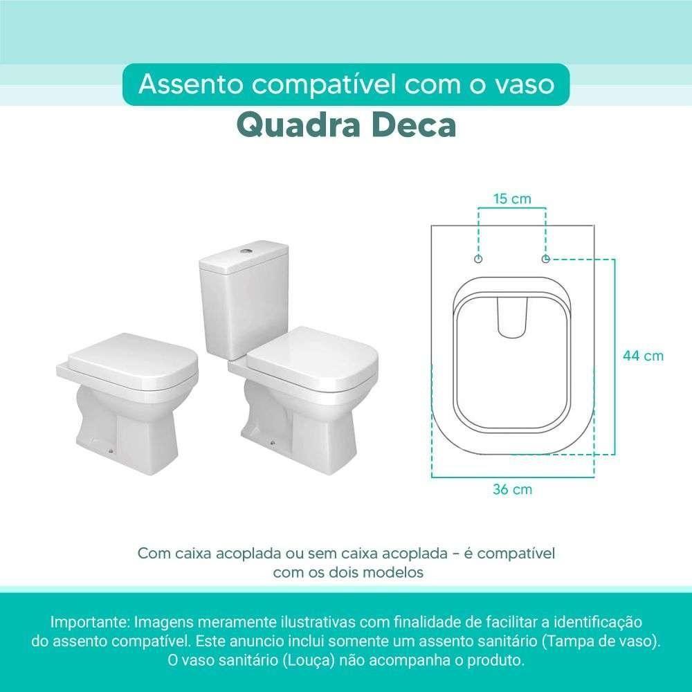 Assento Sanitário Tampa De Vaso Branco Mdf Laqueado Quadra Para Bacia Deca - 4