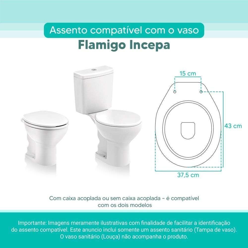 Assento Sanitário Tampa De Vaso Branco Mdf Laqueado Flamingo Para Bacia Incepa - 3