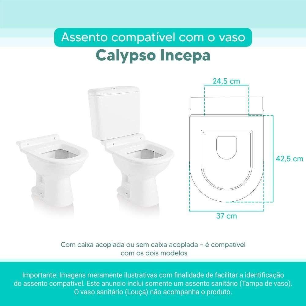 Assento Sanitário Tampa De Vaso Branco Mdf Laqueado Calypso Para Bacia Incepa - 4