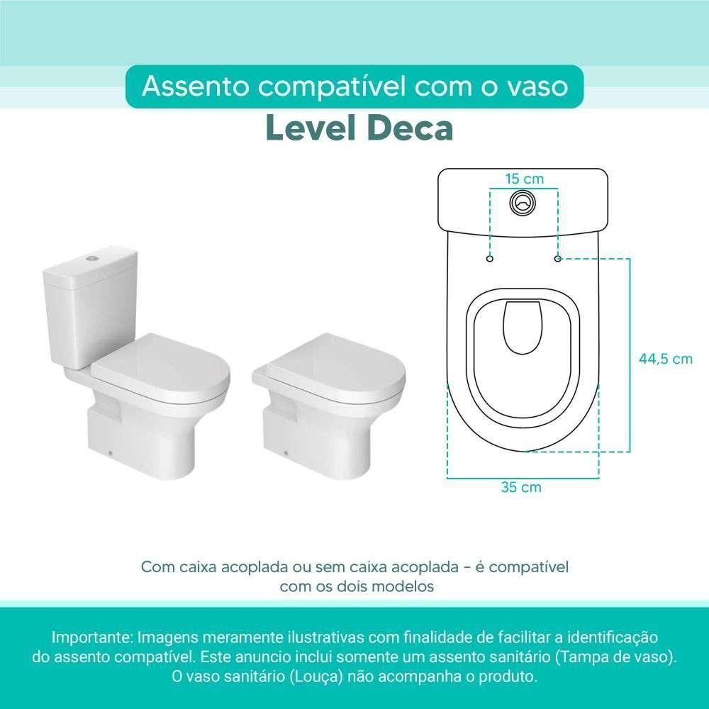 Assento Sanitário Tampa De Vaso Branco Mdf Laqueado Level Para Bacia Deca - 5