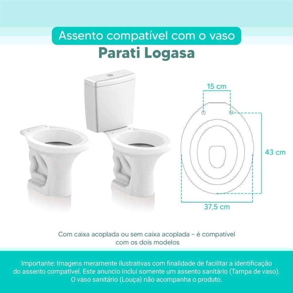 Assento Sanitário Tampa De Vaso Branco Mdf Laqueado Parati Para Bacia Logasa - 3