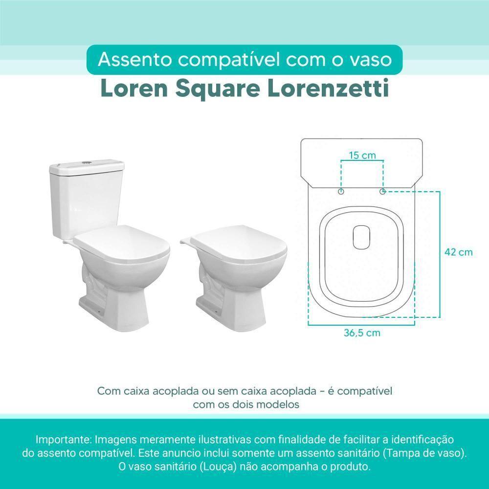 Assento Sanitário Tampa De Vaso Branco Mdf Laqueado Loren Square Para Bacia Lorenzetti - 5