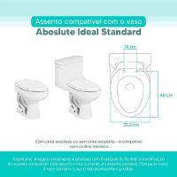 Assento Sanitário Tampa De Vaso Branco Mdf Laqueado Absolute Para Bacia Ideal Standard - 2