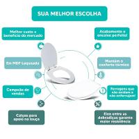 Assento Sanitário Tampa De Vaso Branco Mdf Laqueado Absolute Para Bacia Ideal Standard