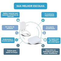 Tampa Vaso Sanitário Poliester Acrilico Vogue Plus Branco Para Bacia Deca - 5