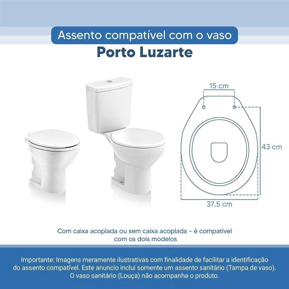 Tampa Vaso Sanitário Poliester Acrilico Porto Branco Para Bacia Luzarte - 2