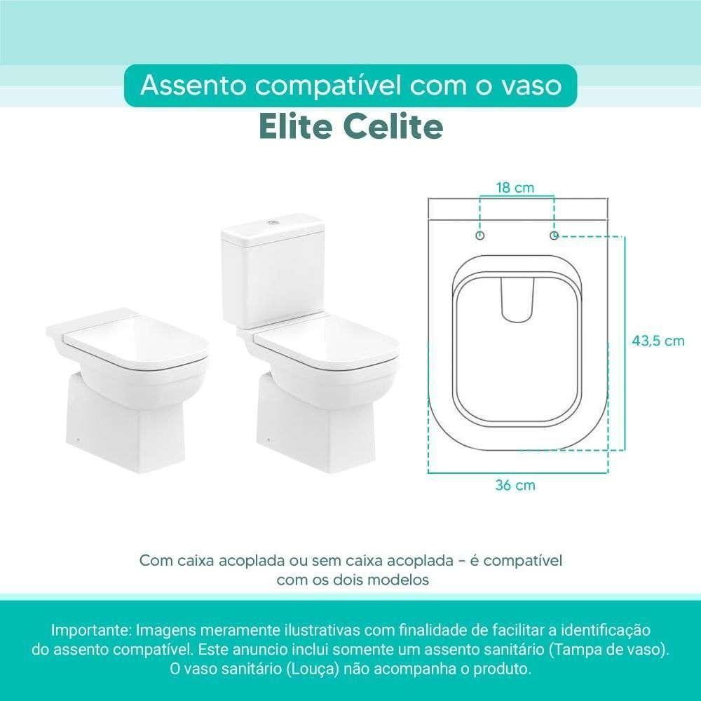 Assento Sanitário Tampa De Vaso Branco Mdf Laqueado Elite Para Bacia Celite - 2