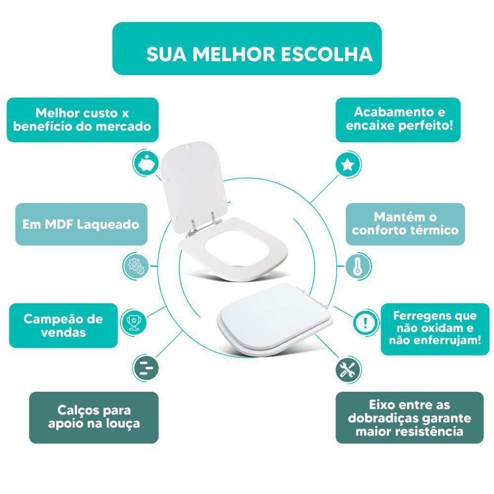 Assento Sanitário Tampa De Vaso Branco Mdf Laqueado Elite Para Bacia Celite - 3