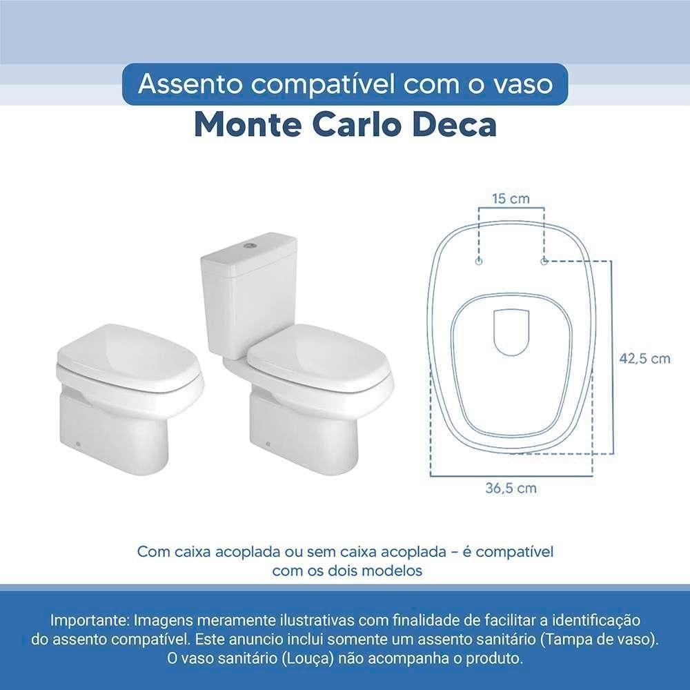 Tampa Vaso Sanitário Poliester Acrilico Monte Carlo Branco Para Bacia Deca - 4