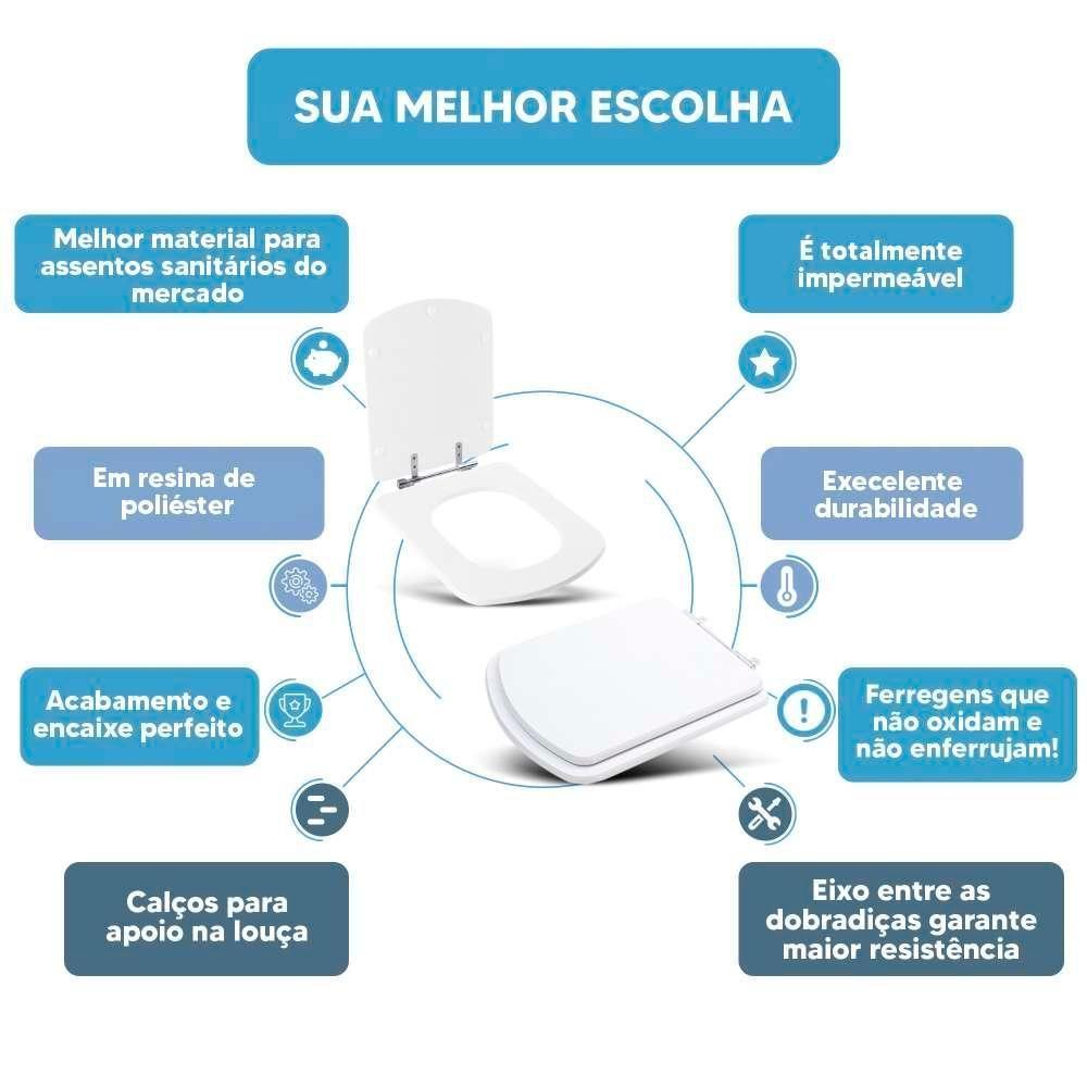 Tampa Vaso Sanitário Poliester Acrilico Lirio Branco Para Bacia Fiori - 2