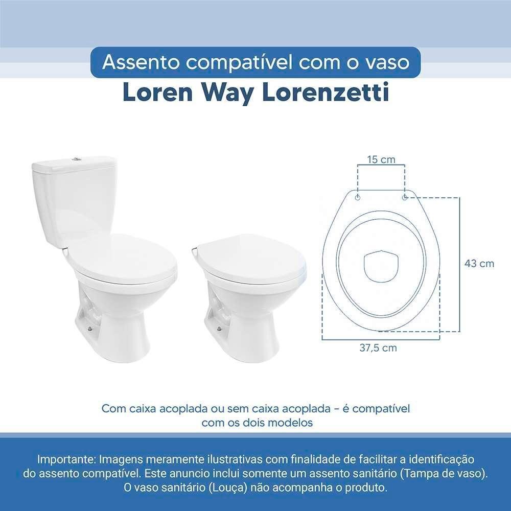 Tampa Vaso Sanitário Poliester Acrilico Loren Way Branco Para Bacia Lorenzetti - 5