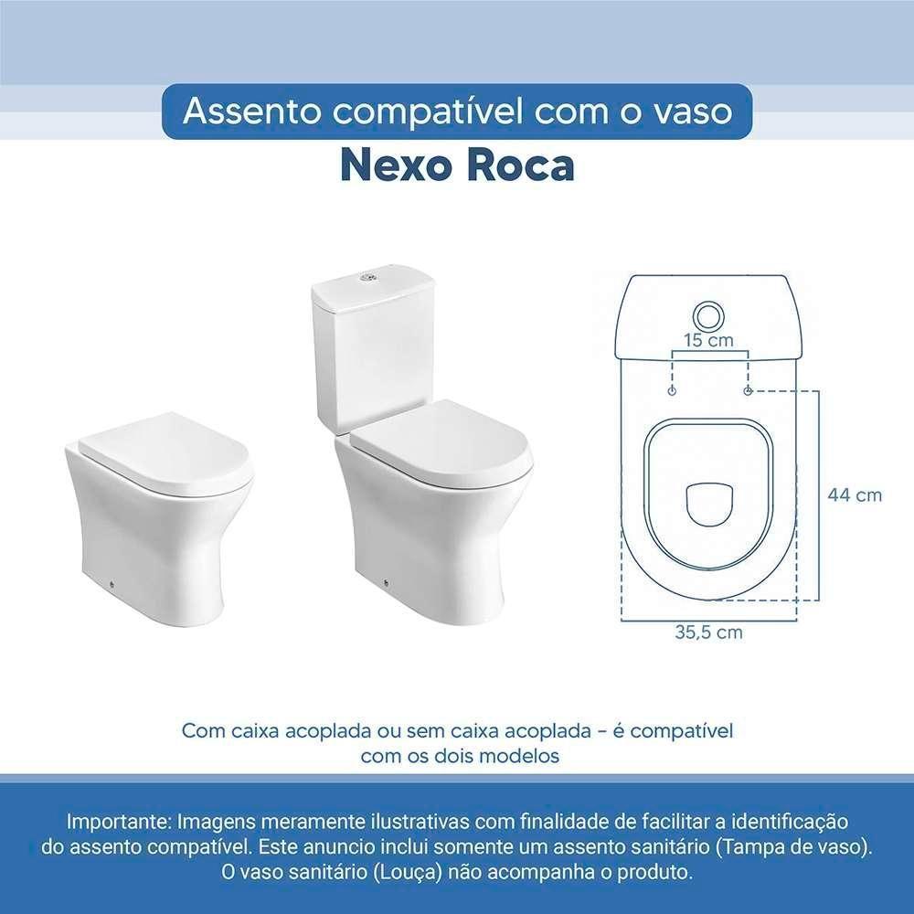 Assento Sanitário Tampa De Vaso Branco Resina Poliester Nexo Para Bacia Roca - 2