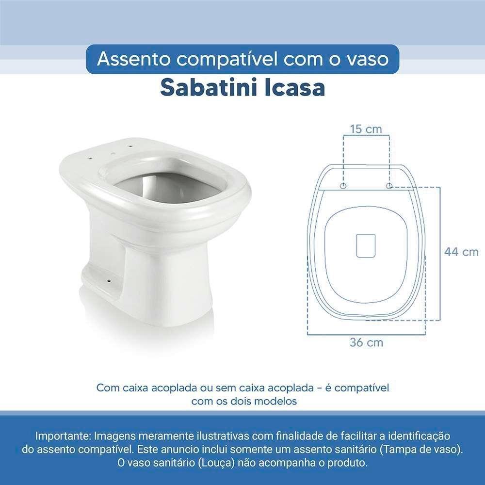 Assento Sanitário Tampa De Vaso Branco Resina Poliester Sabatini Para Bacia Icasa - 5