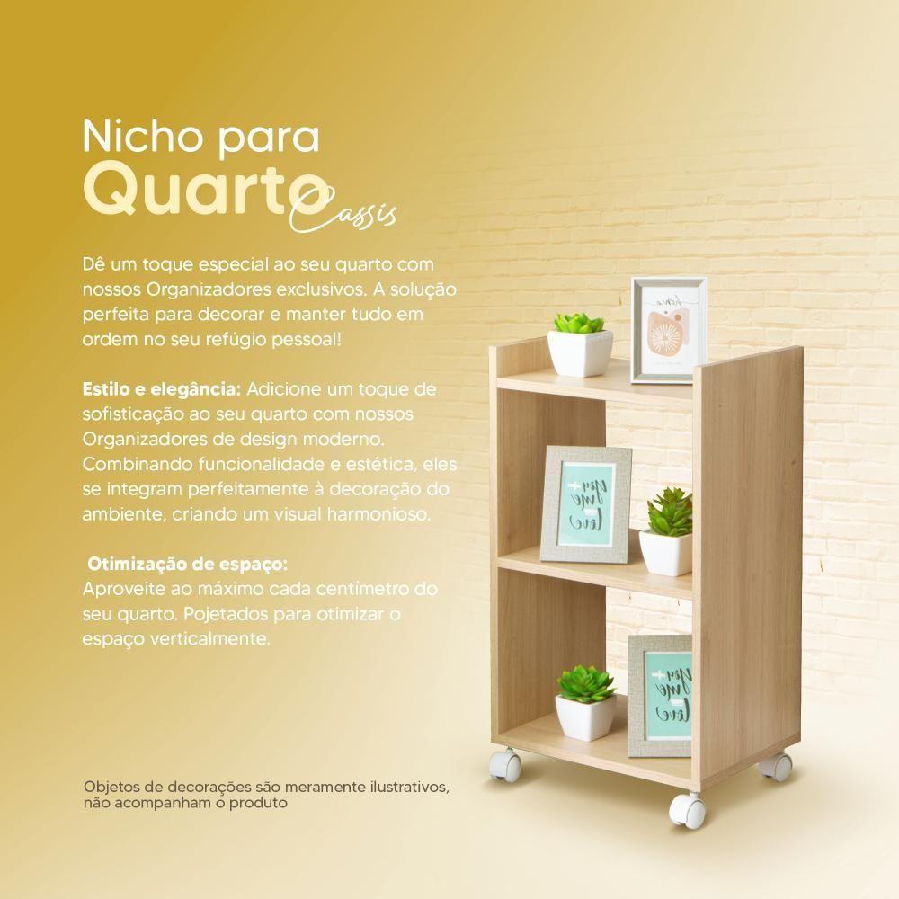 Estante Multiuso Carvalho Para Quarto Sala Com Rodízio 40cm - 3