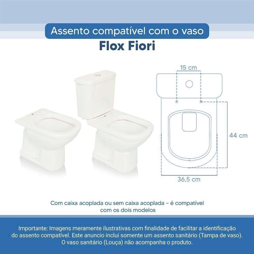 Assento Sanitário Tampa De Vaso Branco Resina Poliester Flox Para Bacia Fiori - 3