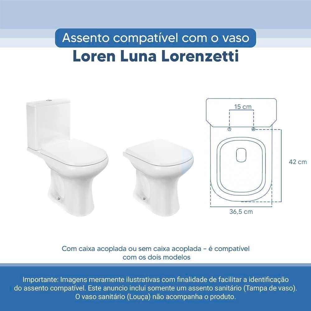 Assento Sanitário Tampa De Vaso Branco Resina Poliester Loren Luna Para Bacia Lorenzetti - 4