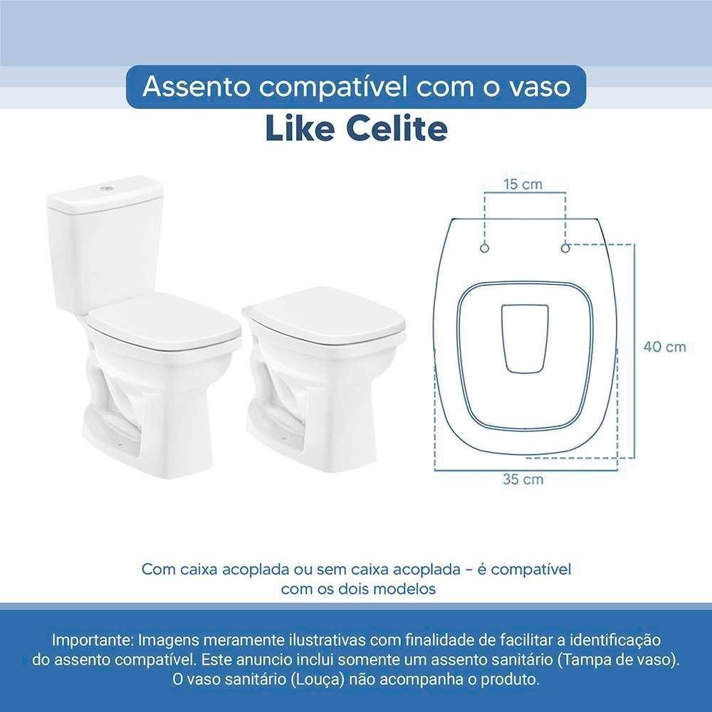 Assento Sanitário Tampa De Vaso Branco Resina Poliester Like Para Bacia Celite - 4