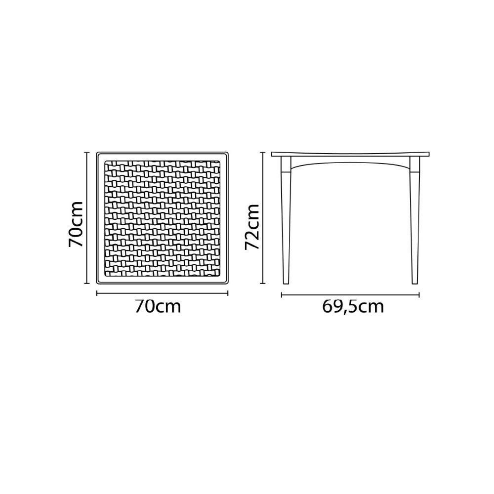 Mesa Tramontina Laura Rattan Camurça Com Pernas De Madeira - 2