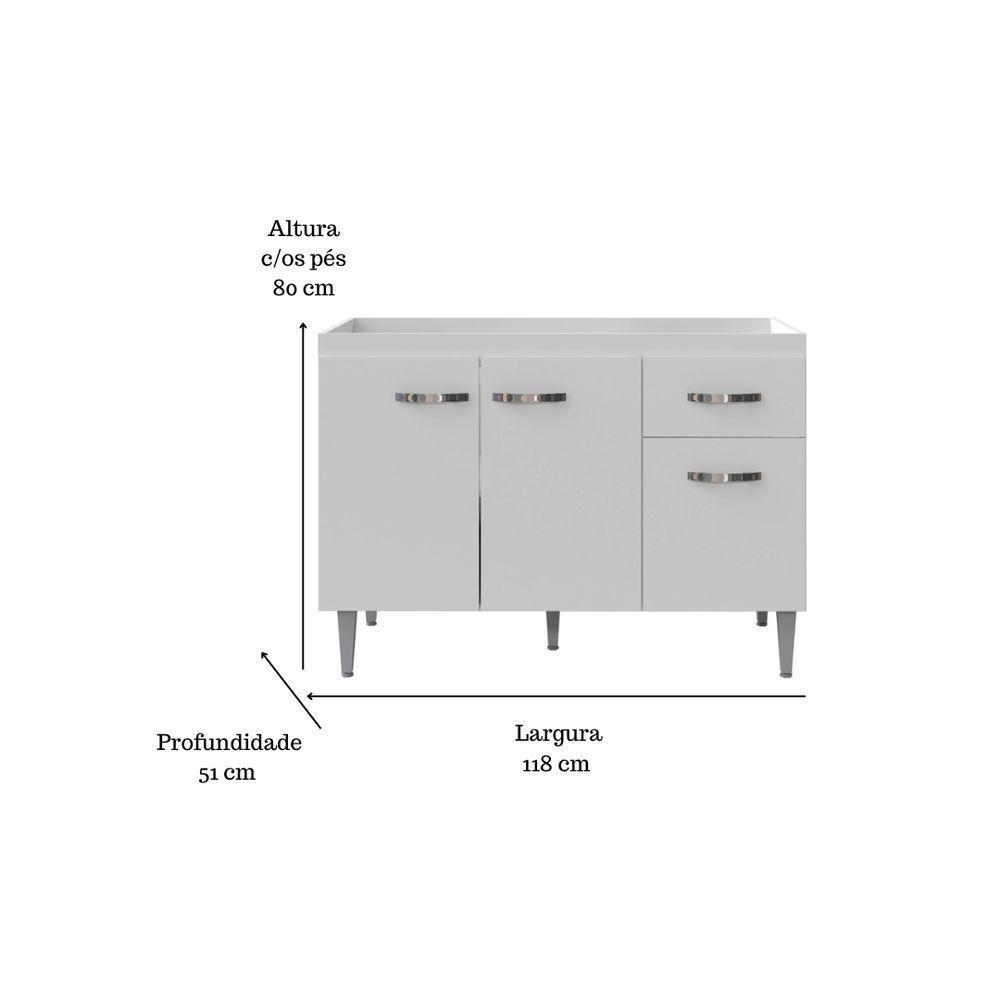Balcão Gabinete Para Pia Gabriela Sem Tampo 120cm 3 Portas 1 Gaveta Branco - 1