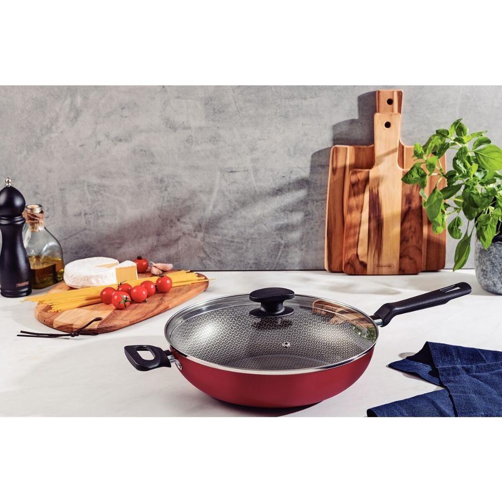 Wok Loreto Em Alumínio Com Revestimento Interno E Externo Em Antiaderente Vermelho 28 Cm 3,3 L - 9