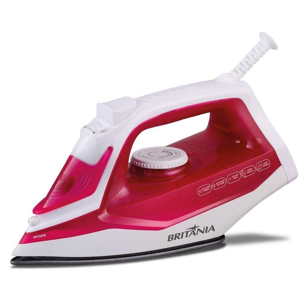 Ferro De Passar Britânia Bfv201r Vapor Extra Branco Com Rosa 220 V - 1
